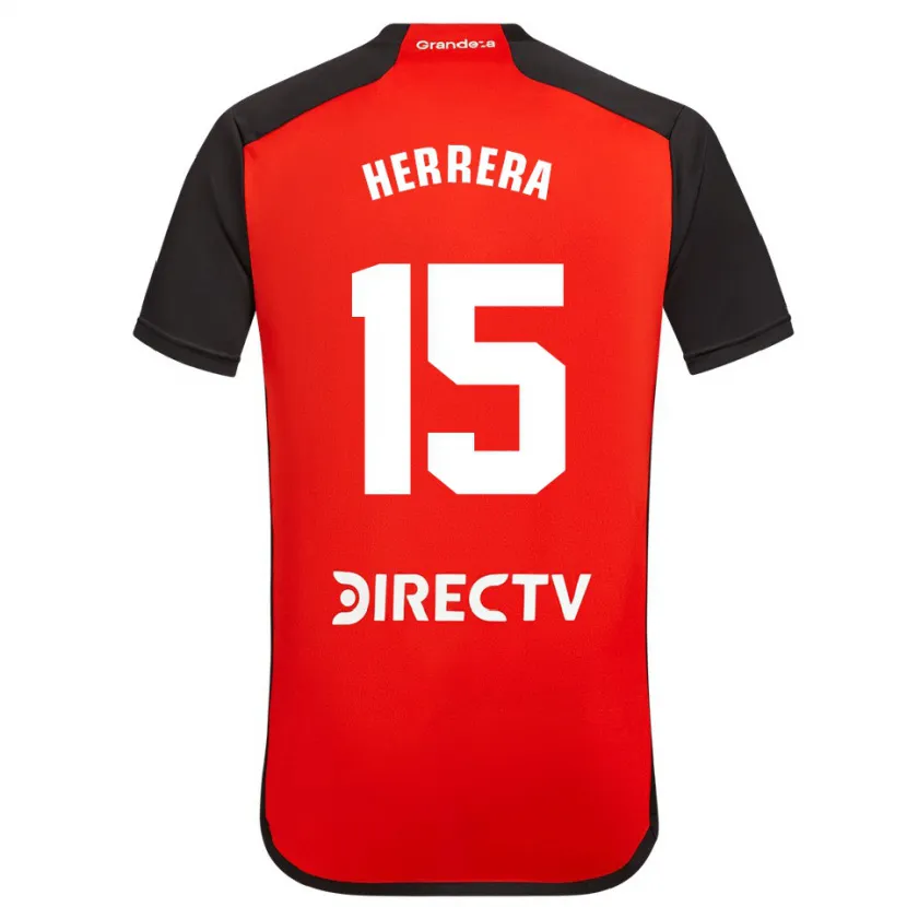 Danxen Mujer Camiseta Andrés Herrera #15 Rojo Negro Blanco 2ª Equipación 2024/25 La Camisa