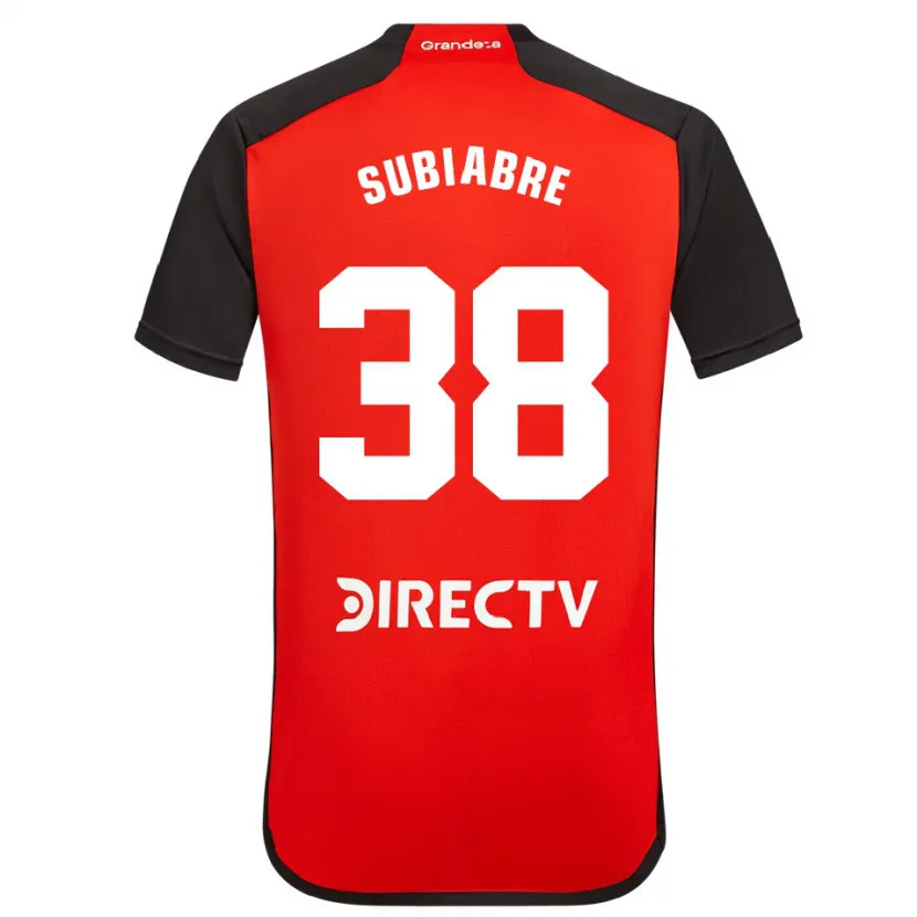 Danxen Mujer Camiseta Ian Subiabre #38 Rojo Negro Blanco 2ª Equipación 2024/25 La Camisa