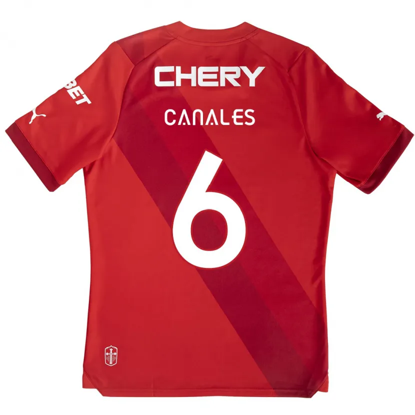 Danxen Mujer Camiseta Alfred Canales #6 Rojo Blanco 2ª Equipación 2024/25 La Camisa