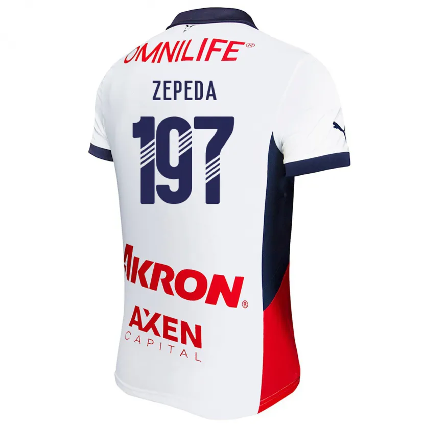 Danxen Mujer Camiseta Carlos Zepeda #197 Blanco Rojo Azul 2ª Equipación 2024/25 La Camisa