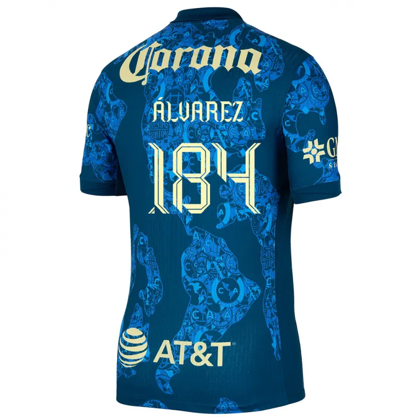 Danxen Mujer Camiseta Antonio Álvarez #184 Azul Amarillo 2ª Equipación 2024/25 La Camisa