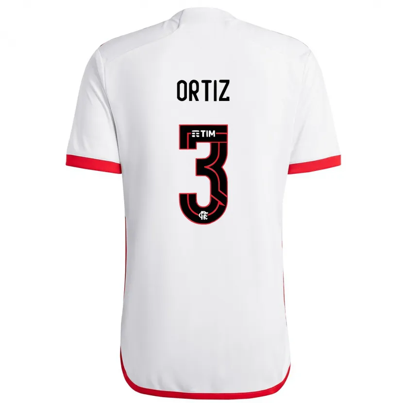 Danxen Mujer Camiseta Léo Ortiz #3 Blanco Rojo 2ª Equipación 2024/25 La Camisa