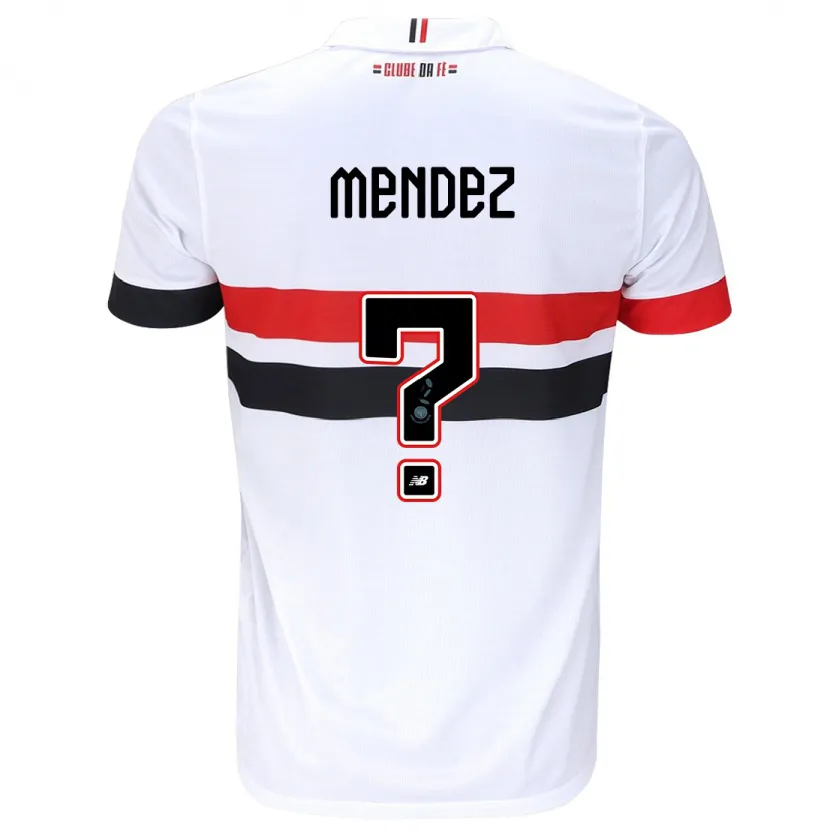 Danxen Niño Camiseta Jhegson Méndez #0 Blanco Rojo Negro 1ª Equipación 2024/25 La Camisa