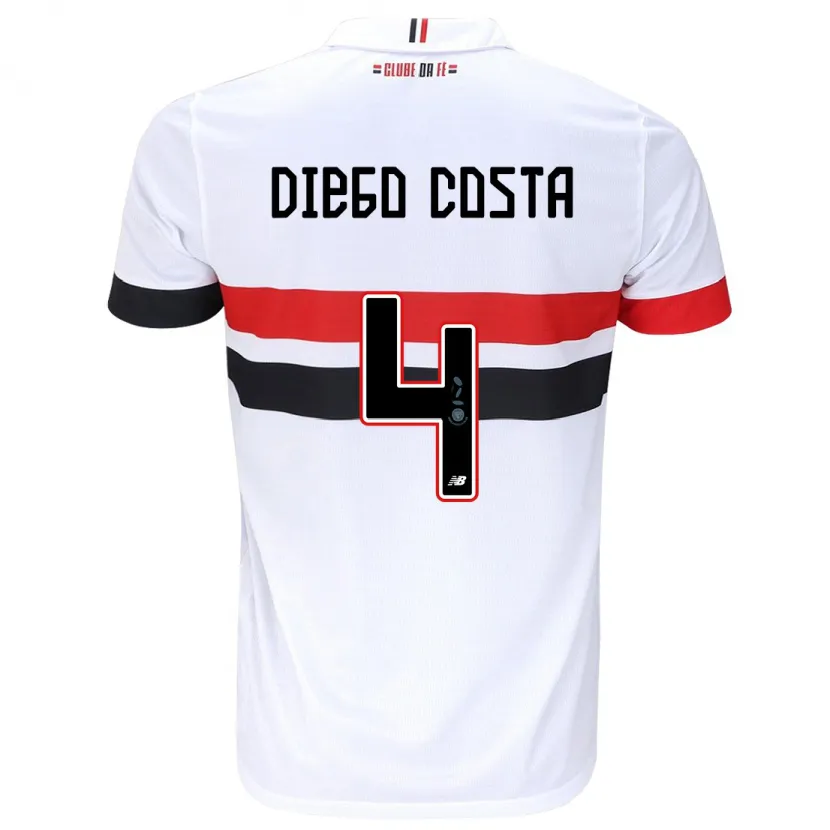 Danxen Niño Camiseta Diego Costa #4 Blanco Rojo Negro 1ª Equipación 2024/25 La Camisa