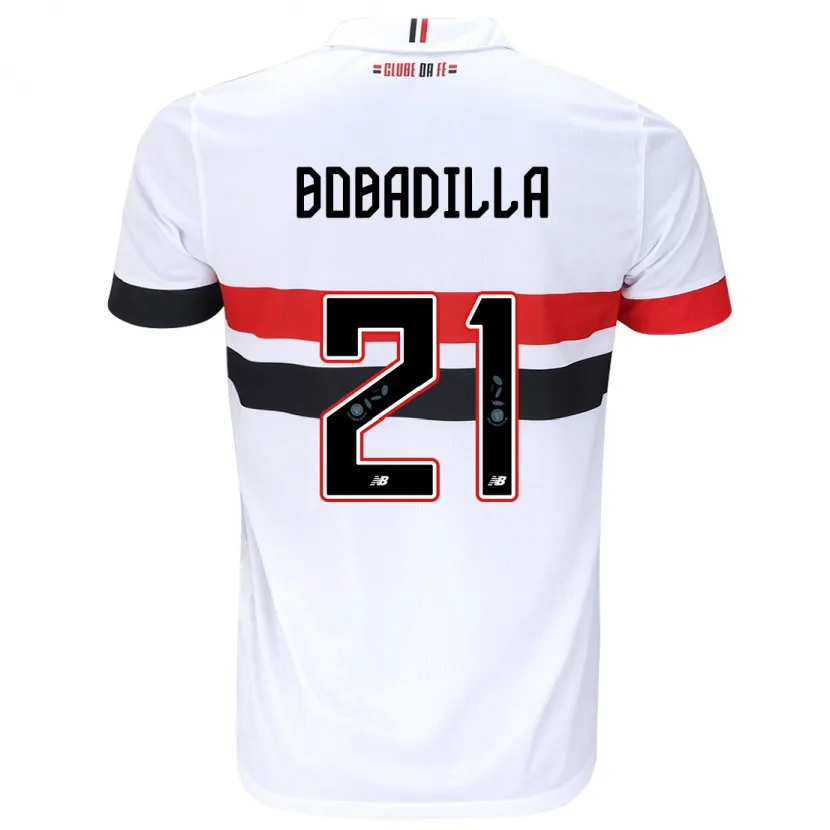 Danxen Niño Camiseta Damián Bobadilla #21 Blanco Rojo Negro 1ª Equipación 2024/25 La Camisa