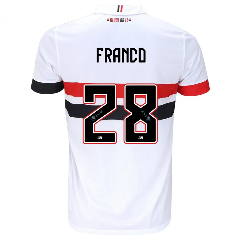 Danxen Niño Camiseta Alan Franco #28 Blanco Rojo Negro 1ª Equipación 2024/25 La Camisa