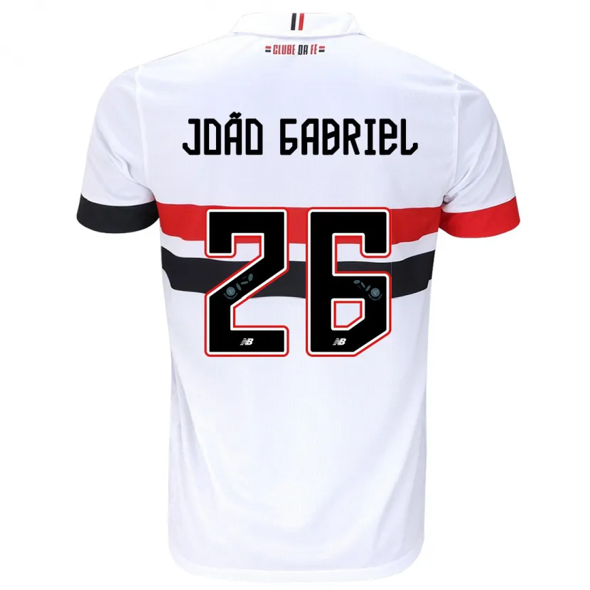 Danxen Niño Camiseta João Gabriel #26 Blanco Rojo Negro 1ª Equipación 2024/25 La Camisa