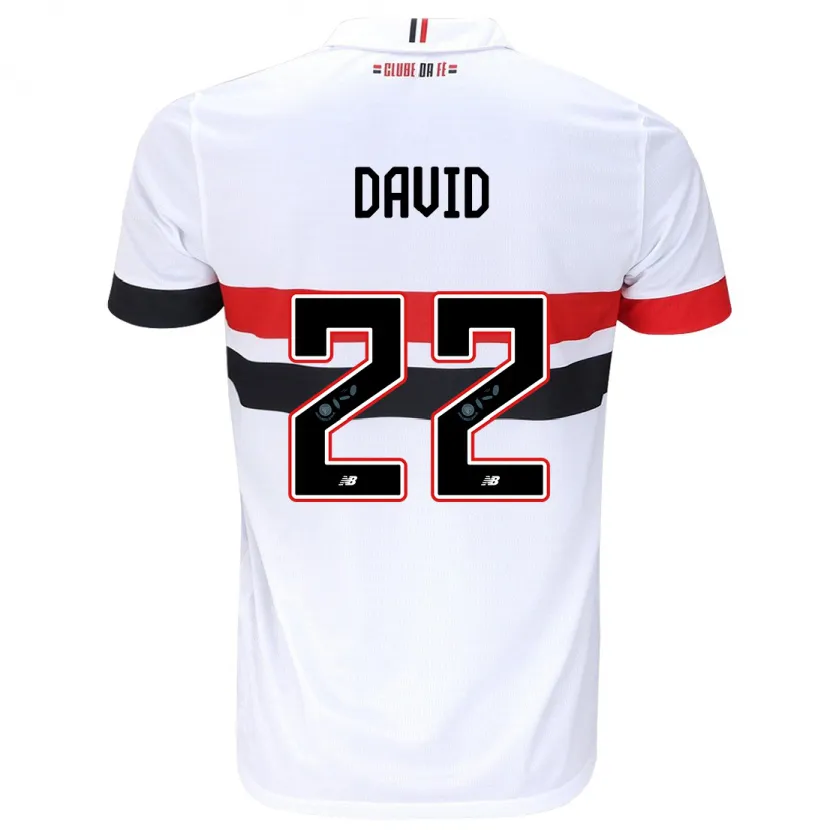 Danxen Niño Camiseta David #22 Blanco Rojo Negro 1ª Equipación 2024/25 La Camisa