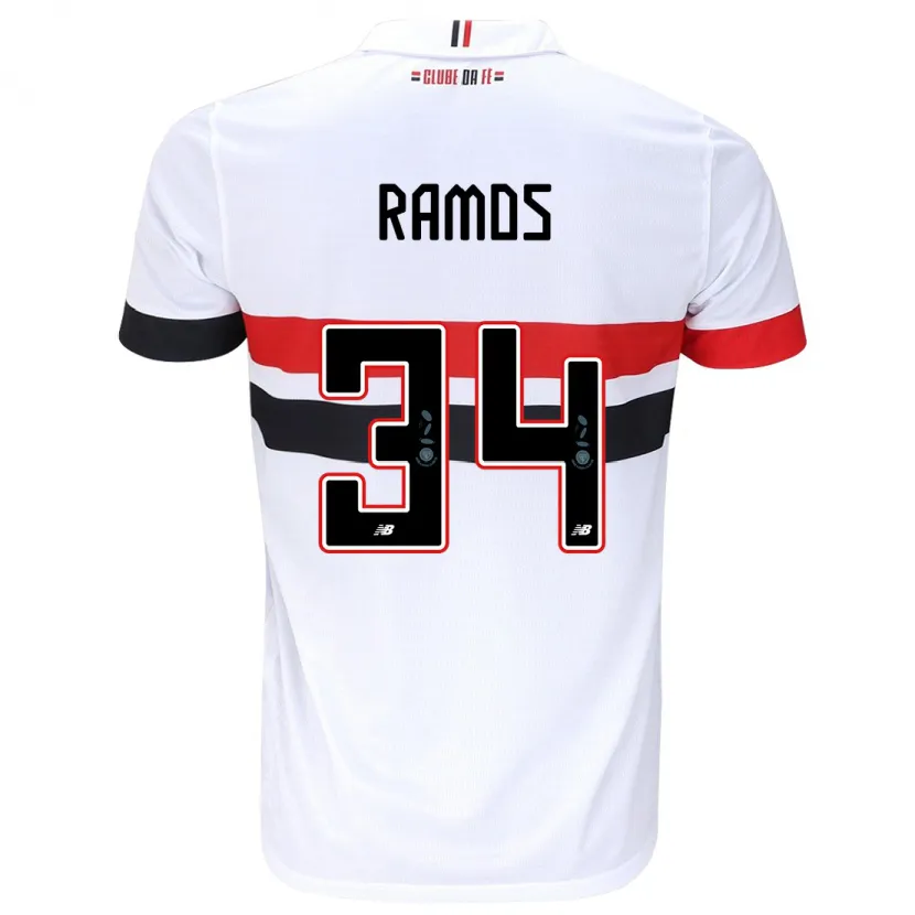 Danxen Niño Camiseta Raí Ramos #34 Blanco Rojo Negro 1ª Equipación 2024/25 La Camisa