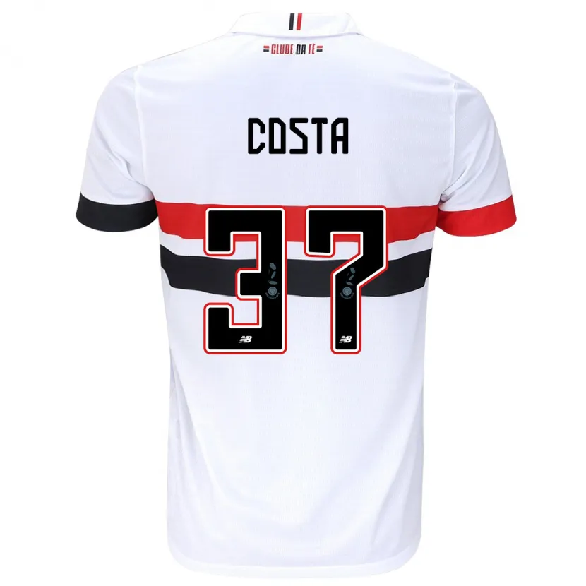 Danxen Niño Camiseta Talles Costa #37 Blanco Rojo Negro 1ª Equipación 2024/25 La Camisa