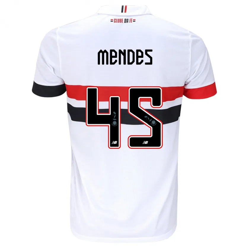 Danxen Niño Camiseta Nathan Mendes #45 Blanco Rojo Negro 1ª Equipación 2024/25 La Camisa