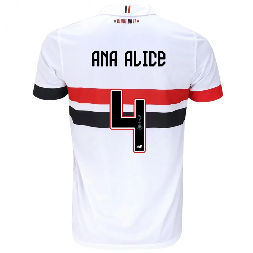 Danxen Niño Camiseta Ana Alice Luciano Da Silva #4 Blanco Rojo Negro 1ª Equipación 2024/25 La Camisa