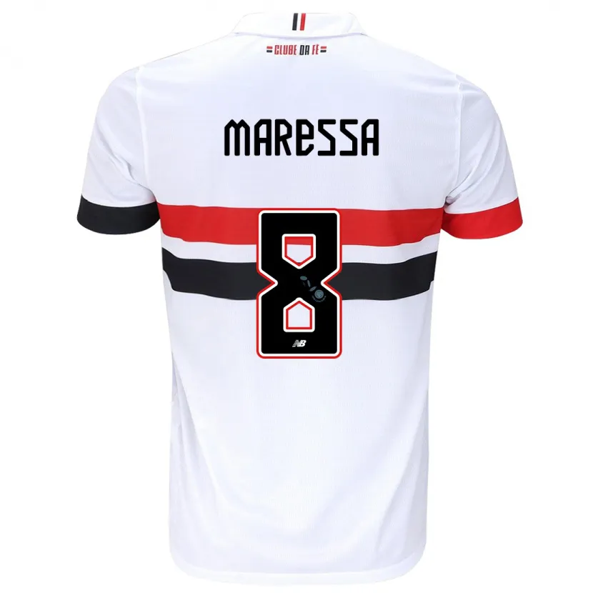 Danxen Niño Camiseta Maressa #8 Blanco Rojo Negro 1ª Equipación 2024/25 La Camisa