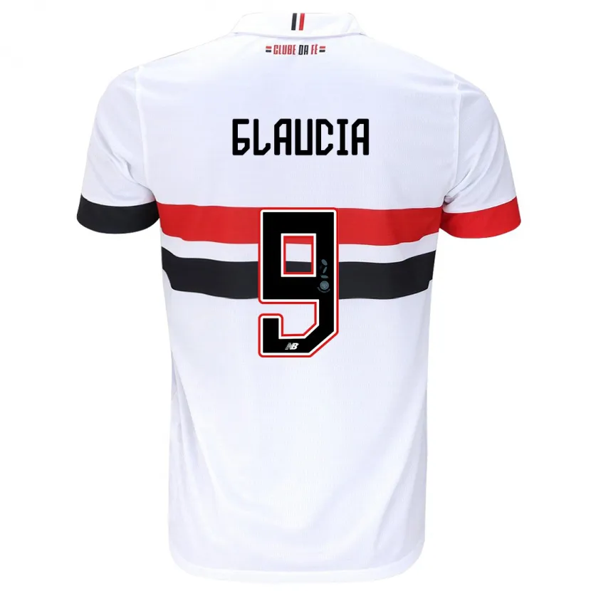 Danxen Niño Camiseta Glaucia #9 Blanco Rojo Negro 1ª Equipación 2024/25 La Camisa