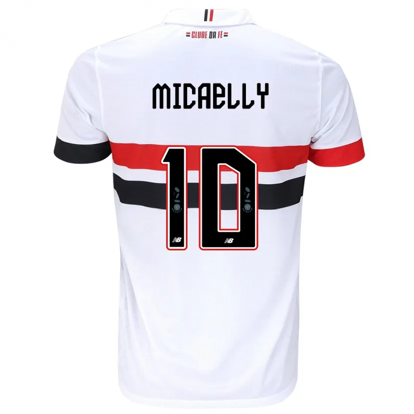 Danxen Niño Camiseta Micaelly #10 Blanco Rojo Negro 1ª Equipación 2024/25 La Camisa