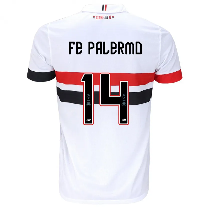 Danxen Niño Camiseta Fe Palermo #14 Blanco Rojo Negro 1ª Equipación 2024/25 La Camisa