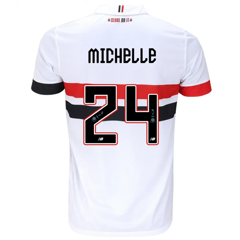 Danxen Niño Camiseta Michelle #24 Blanco Rojo Negro 1ª Equipación 2024/25 La Camisa