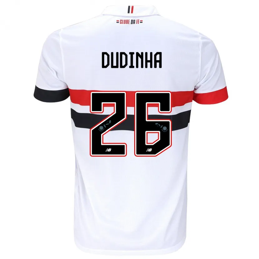 Danxen Niño Camiseta Dudinha #26 Blanco Rojo Negro 1ª Equipación 2024/25 La Camisa