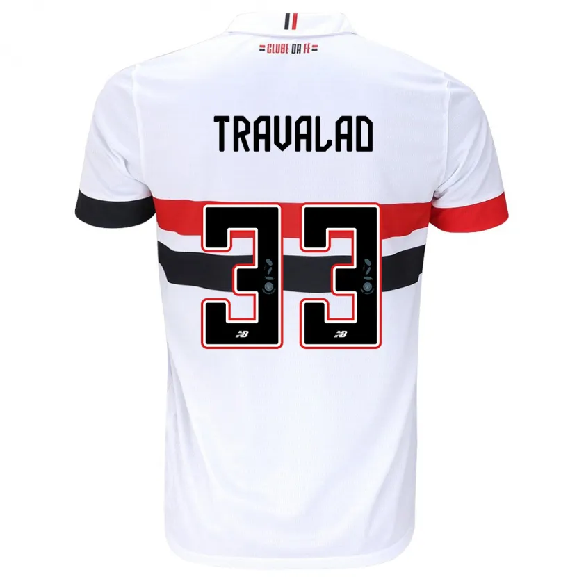 Danxen Niño Camiseta Rafa Travalão #33 Blanco Rojo Negro 1ª Equipación 2024/25 La Camisa