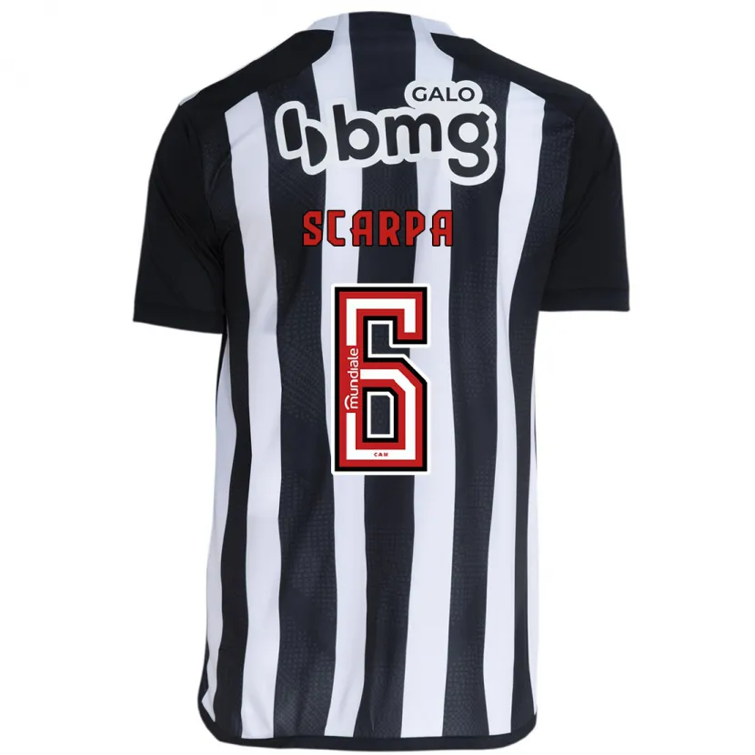 Danxen Niño Camiseta Gustavo Scarpa #6 Blanco Negro 1ª Equipación 2024/25 La Camisa