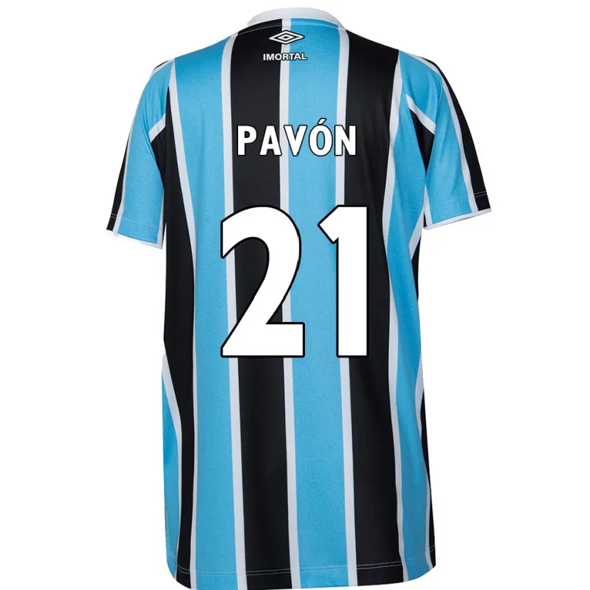 Danxen Niño Camiseta Cristian Pavón #21 Azul Negro Blanco 1ª Equipación 2024/25 La Camisa