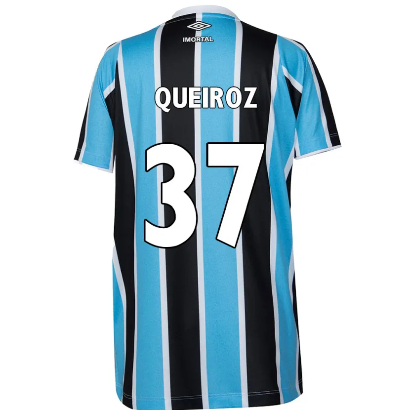 Danxen Niño Camiseta Du Queiroz #37 Azul Negro Blanco 1ª Equipación 2024/25 La Camisa