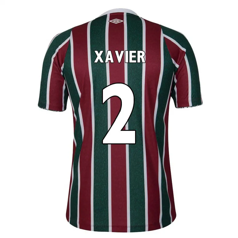 Danxen Niño Camiseta Samuel Xavier #2 Verde Granate Blanco 1ª Equipación 2024/25 La Camisa