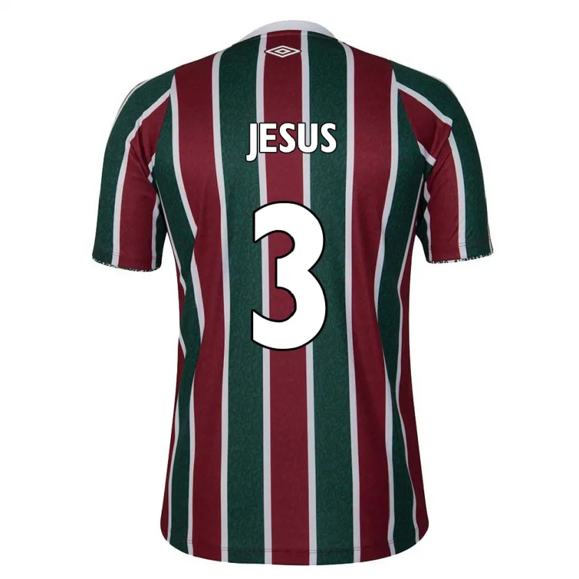 Danxen Niño Camiseta Alexandre Jesus #3 Verde Granate Blanco 1ª Equipación 2024/25 La Camisa