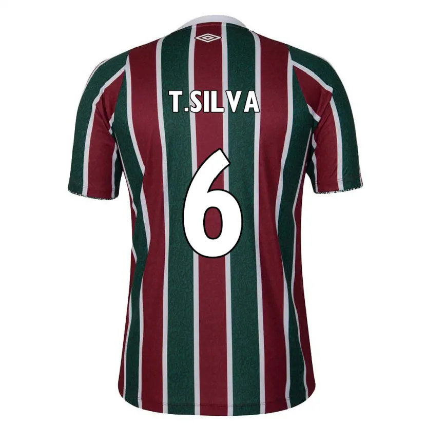 Danxen Niño Camiseta Thiago Silva #6 Verde Granate Blanco 1ª Equipación 2024/25 La Camisa