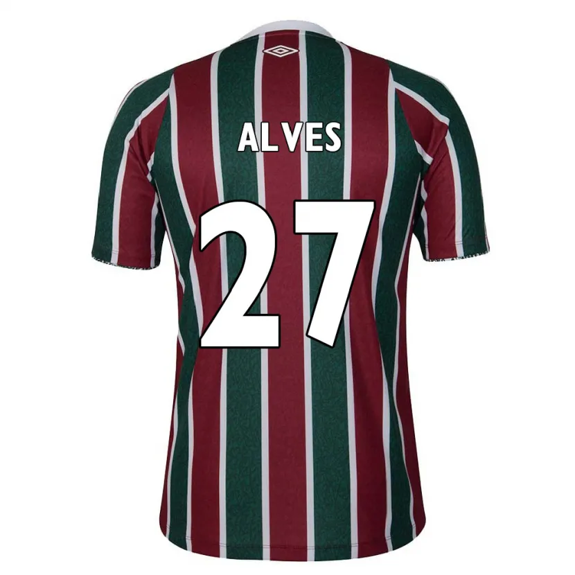 Danxen Niño Camiseta Felipe Alves #27 Verde Granate Blanco 1ª Equipación 2024/25 La Camisa