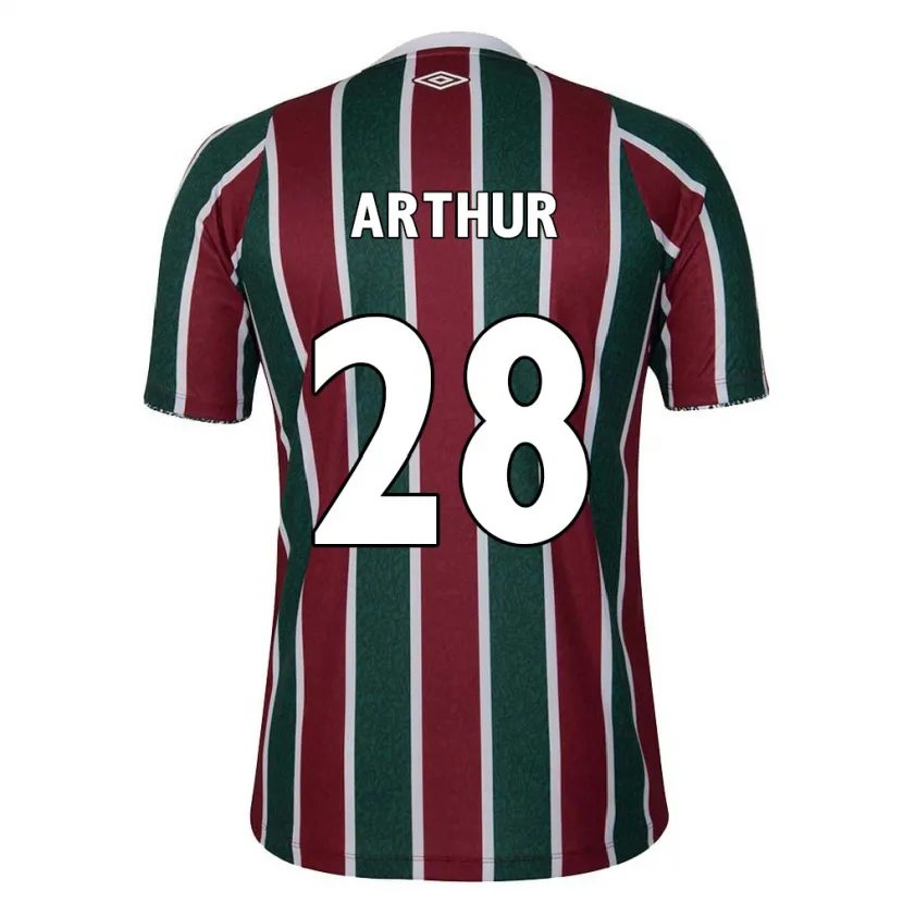 Danxen Niño Camiseta Arthur #28 Verde Granate Blanco 1ª Equipación 2024/25 La Camisa