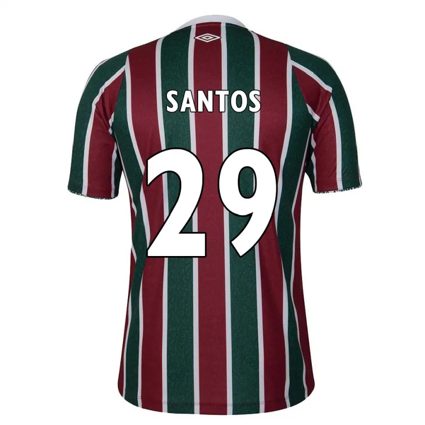 Danxen Niño Camiseta Thiago Santos #29 Verde Granate Blanco 1ª Equipación 2024/25 La Camisa