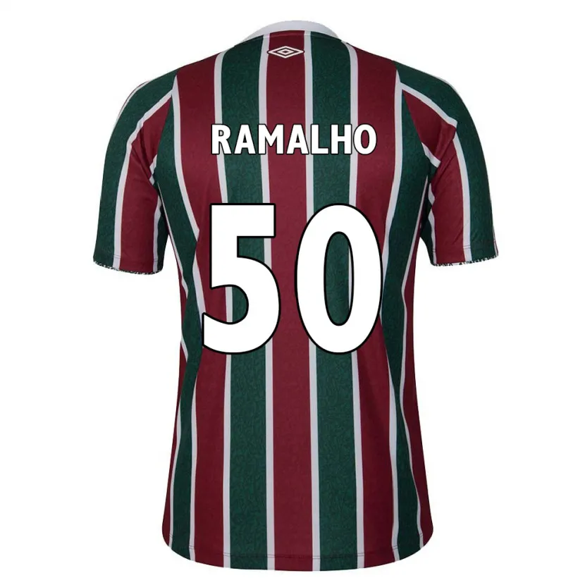 Danxen Niño Camiseta Gustavo Ramalho #50 Verde Granate Blanco 1ª Equipación 2024/25 La Camisa