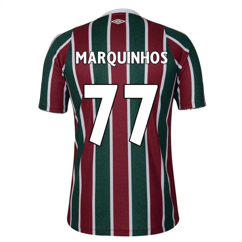 Danxen Niño Camiseta Marquinhos #77 Verde Granate Blanco 1ª Equipación 2024/25 La Camisa