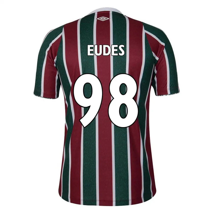 Danxen Niño Camiseta Vitor Eudes #98 Verde Granate Blanco 1ª Equipación 2024/25 La Camisa