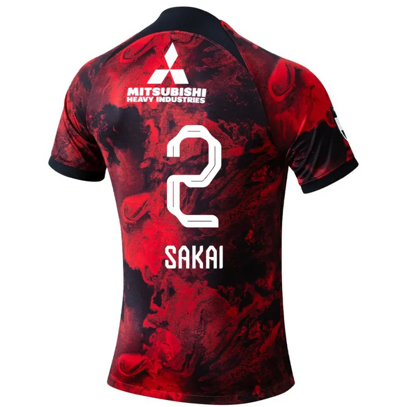 Danxen Niño Camiseta Hiroki Sakai #2 Negro Rojo 1ª Equipación 2024/25 La Camisa