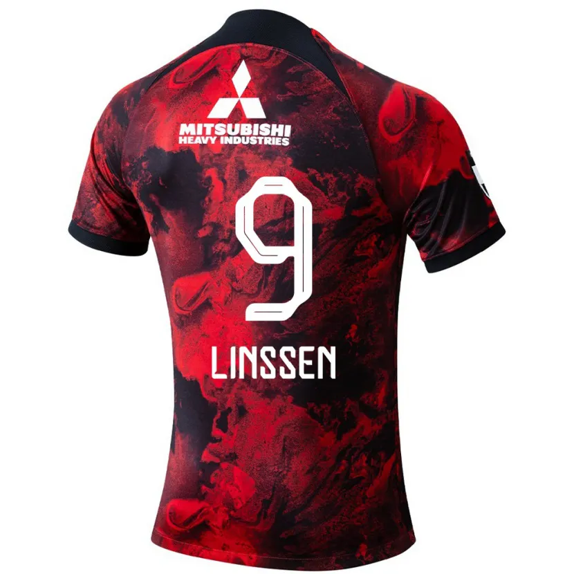 Danxen Niño Camiseta Bryan Linssen #9 Negro Rojo 1ª Equipación 2024/25 La Camisa