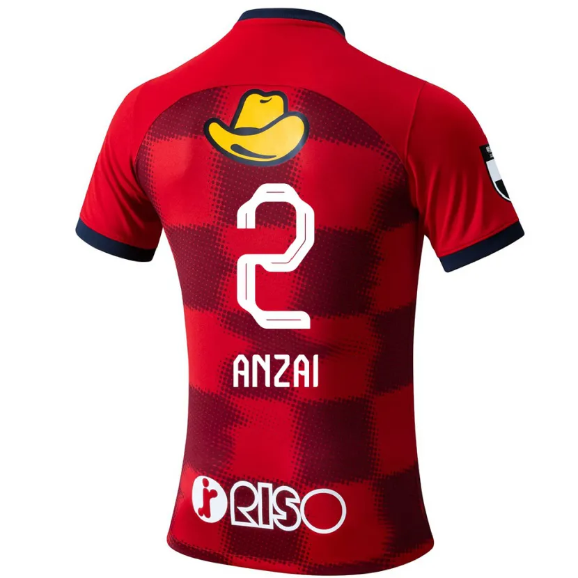 Danxen Niño Camiseta Koki Anzai #2 Rojo Azul Blanco 1ª Equipación 2024/25 La Camisa