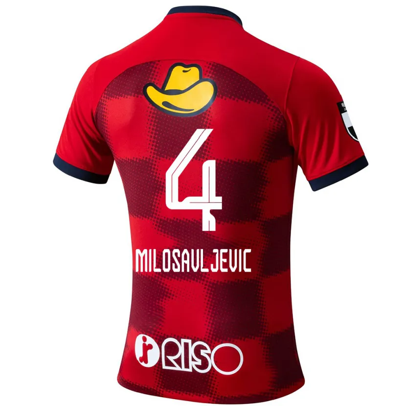 Danxen Niño Camiseta Radomir Milosavljevic #4 Rojo Azul Blanco 1ª Equipación 2024/25 La Camisa