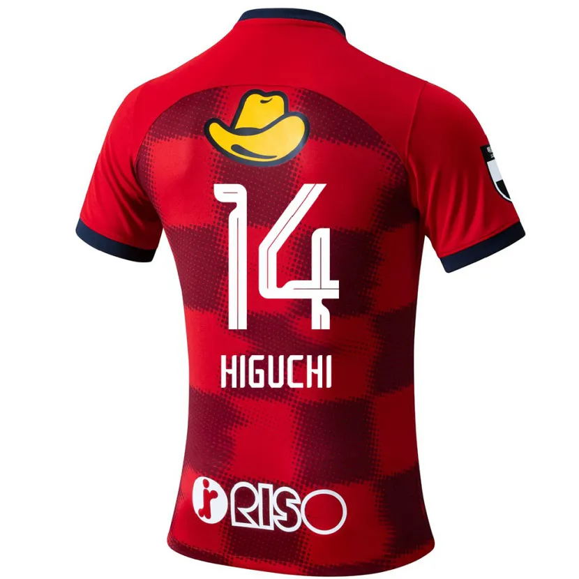 Danxen Niño Camiseta Yuta Higuchi #14 Rojo Azul Blanco 1ª Equipación 2024/25 La Camisa