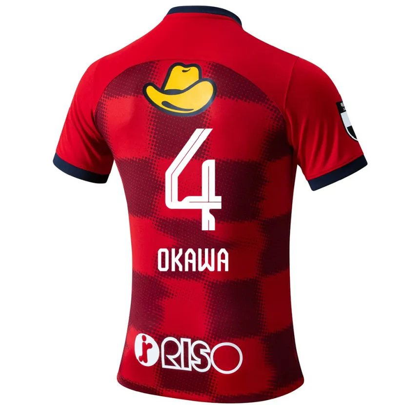 Danxen Niño Camiseta Yugo Okawa #4 Rojo Azul Blanco 1ª Equipación 2024/25 La Camisa