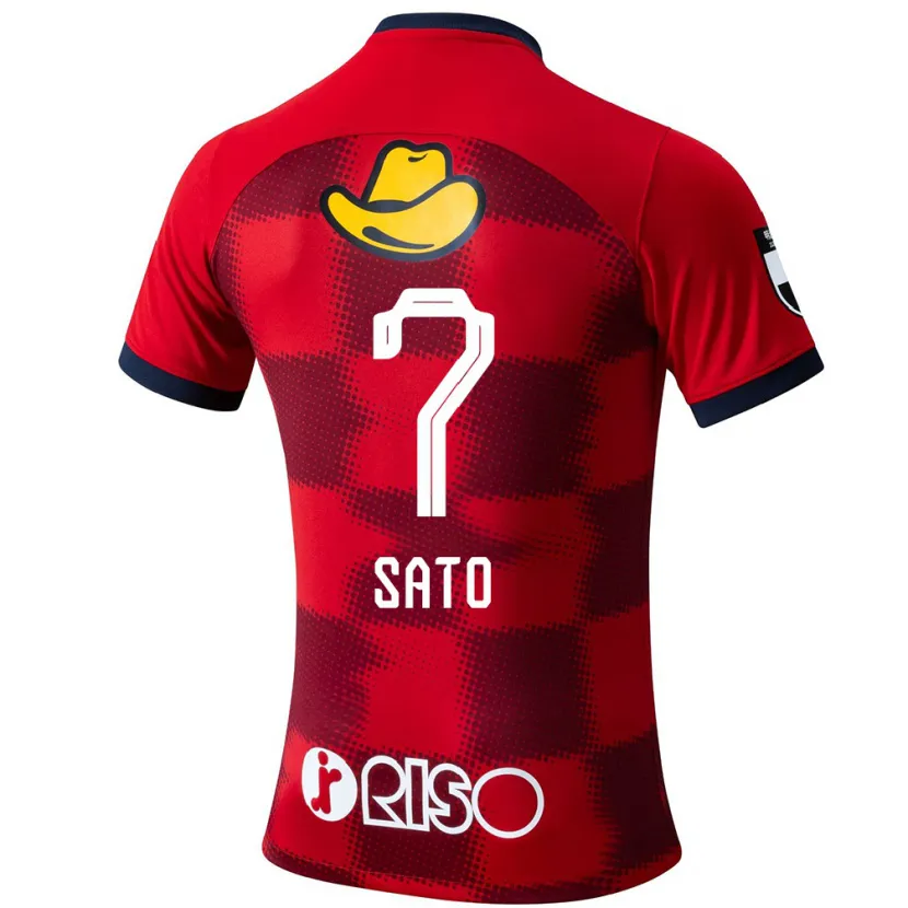 Danxen Niño Camiseta Mihiro Sato #7 Rojo Azul Blanco 1ª Equipación 2024/25 La Camisa