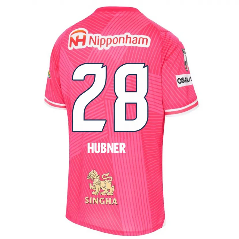 Danxen Niño Camiseta Justin Hubner #28 Rosa Blanco 1ª Equipación 2024/25 La Camisa