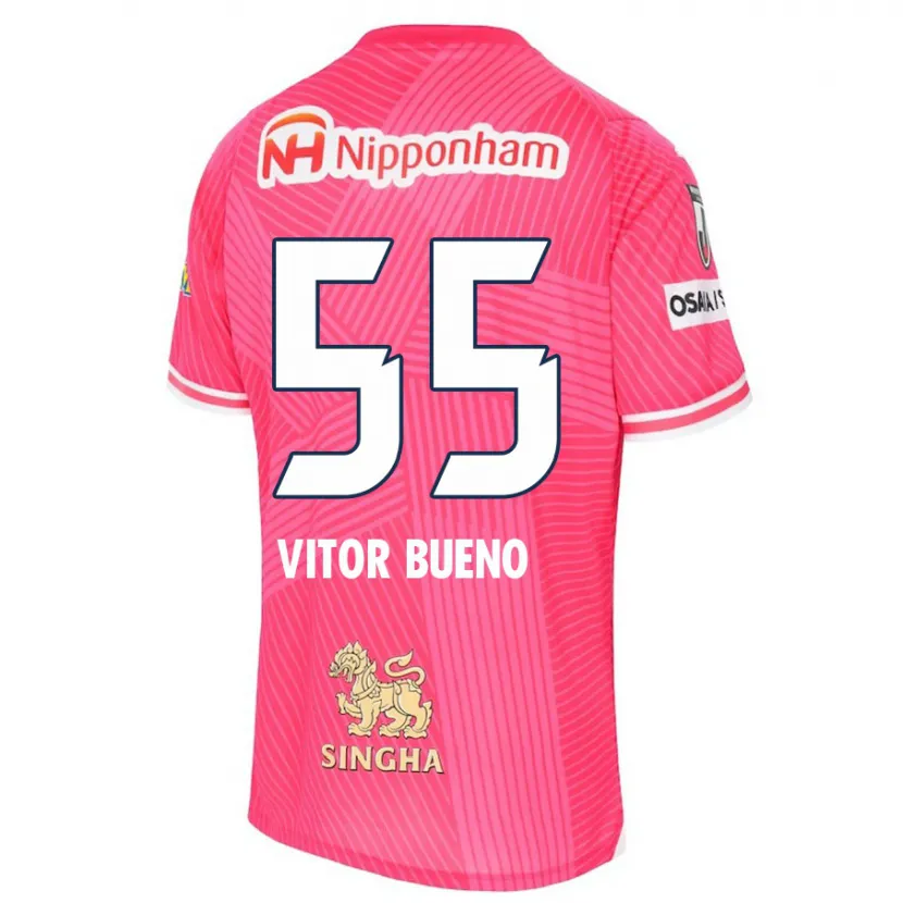 Danxen Niño Camiseta Vitor Bueno #55 Rosa Blanco 1ª Equipación 2024/25 La Camisa