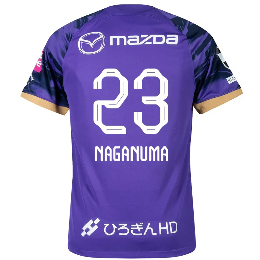 Danxen Niño Camiseta Seimei Naganuma #23 Púrpura Blanco 1ª Equipación 2024/25 La Camisa