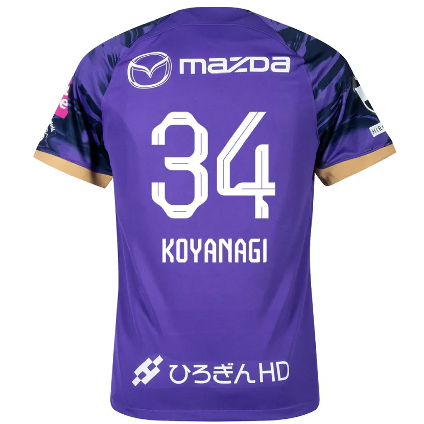 Danxen Niño Camiseta Shu Koyanagi #34 Púrpura Blanco 1ª Equipación 2024/25 La Camisa