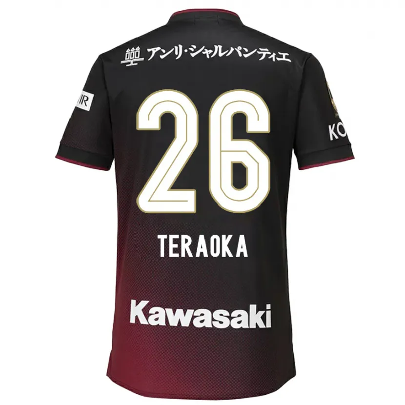 Danxen Niño Camiseta Yuma Teraoka #26 Negro Rojo 1ª Equipación 2024/25 La Camisa