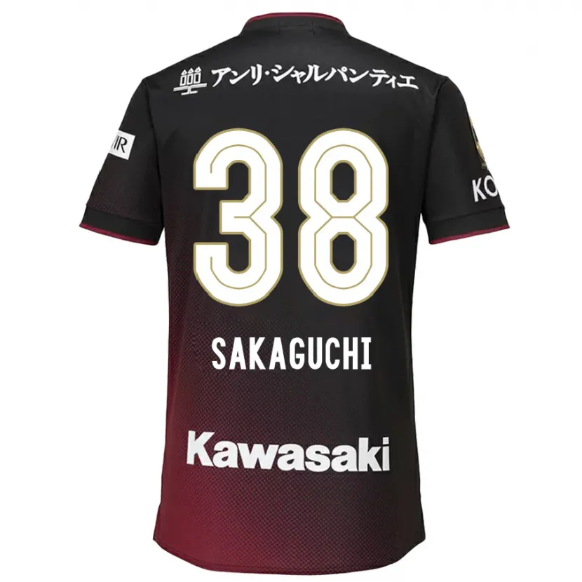 Danxen Niño Camiseta Yuki Sakaguchi #38 Negro Rojo 1ª Equipación 2024/25 La Camisa