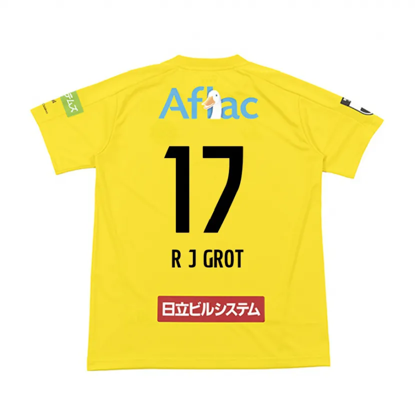 Danxen Niño Camiseta Jay-Roy Grot #17 Amarillo Negro 1ª Equipación 2024/25 La Camisa