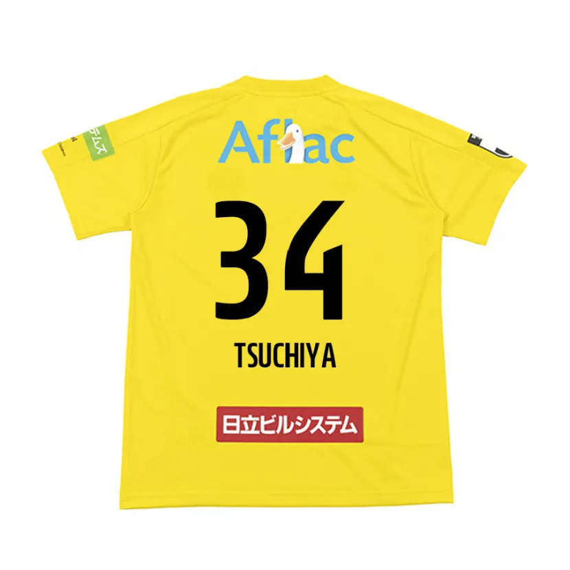 Danxen Niño Camiseta Takumi Tsuchiya #34 Amarillo Negro 1ª Equipación 2024/25 La Camisa